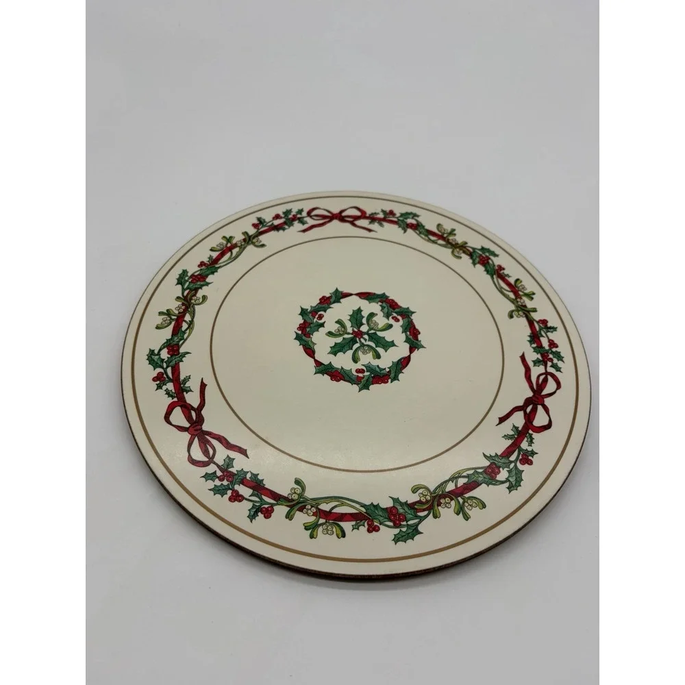 Royal‎ Worcester Holly Ribbons Round 10-Inch Cork-Backed Pot Holder